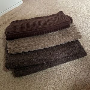 Set of Brown and Tan Textured Pillow Covers with Zippers to fit 16x24